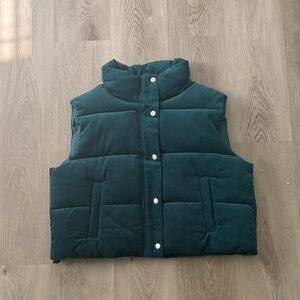 NWT LOFT Teal Corduroy Puffer Vest Jacket for Women